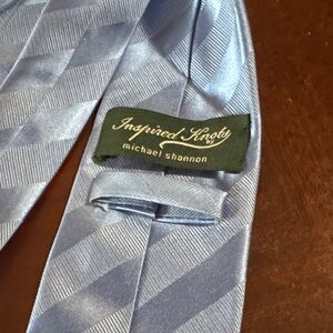 Michael Shannon Inspired Knots heavy hade made silk tie Light Blue with stripes